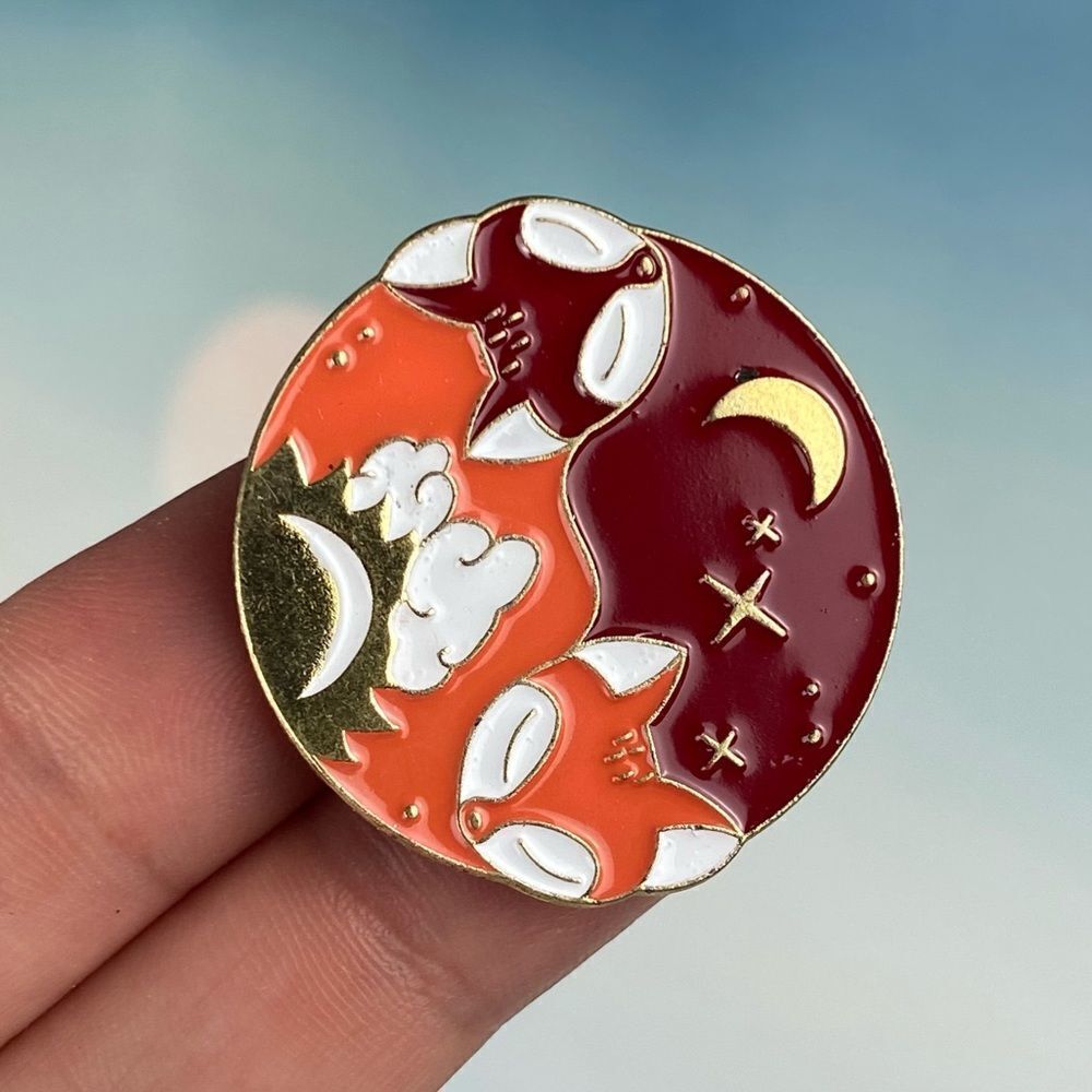 Fox Ying Yang Enamel Pin/ Brooch Lapel
